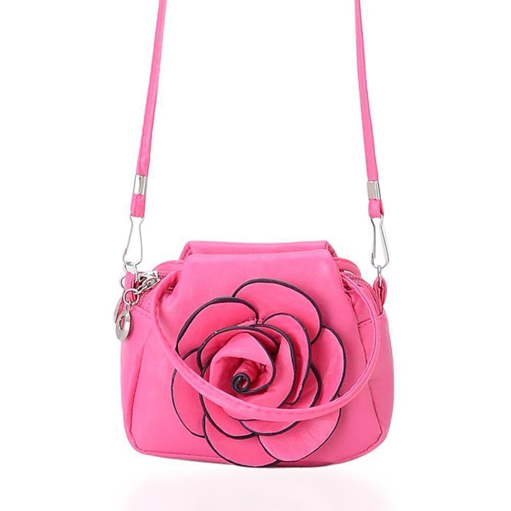 J Francis  Fuchsia Faux Leather Crossbody Bag